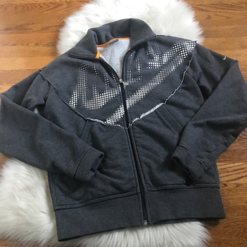 Nike gray zipper sweatshirt silver logo size L